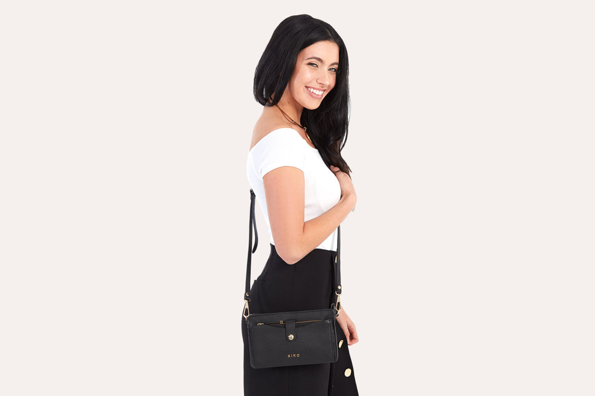 Pebbled Leather Wallet Crossbody