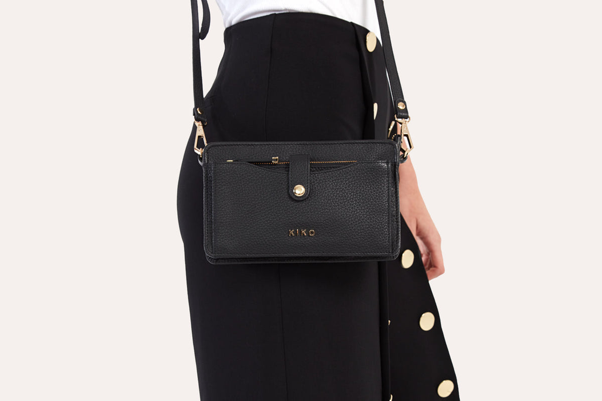 Pebbled Leather Wallet Crossbody