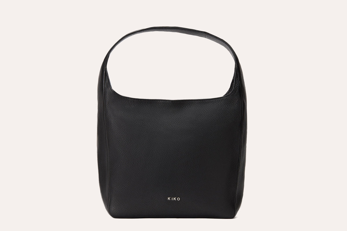 Pebbled Leather Hobo Shoulder Bag