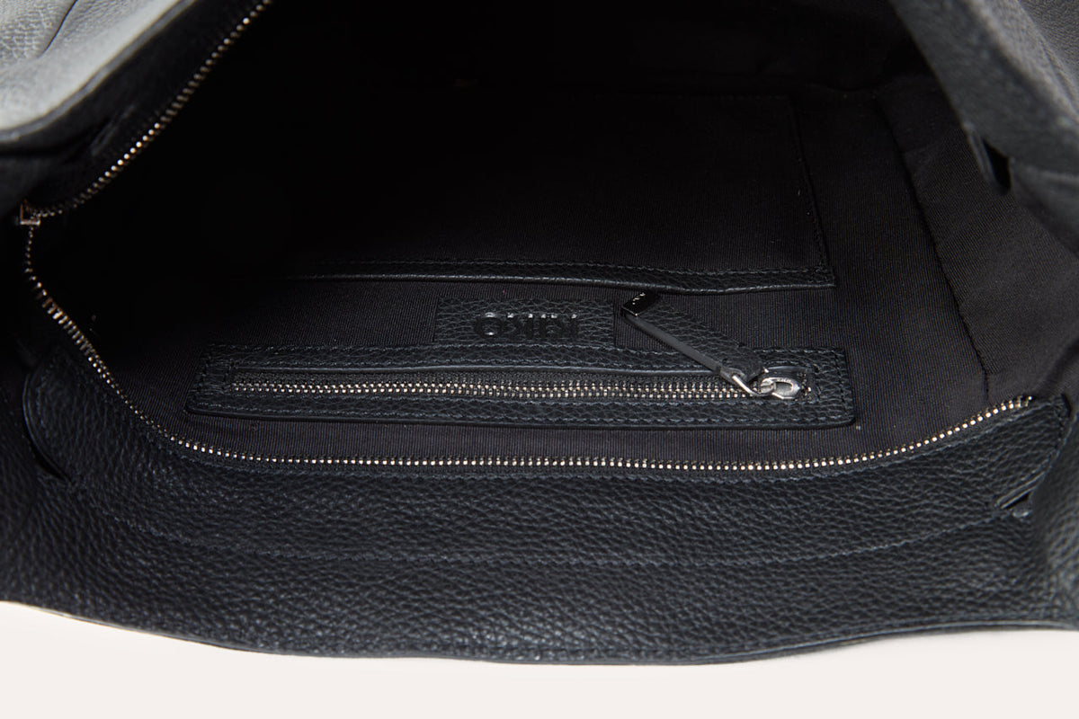 Pebbled Leather Hobo Shoulder Bag