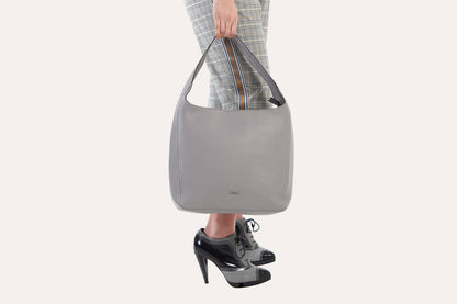 Pebbled Leather Hobo Shoulder Bag