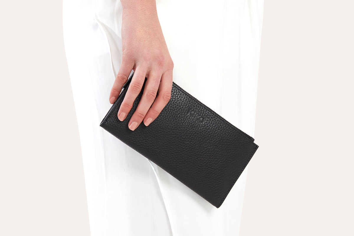 Pebbled Leather Zip Wallet